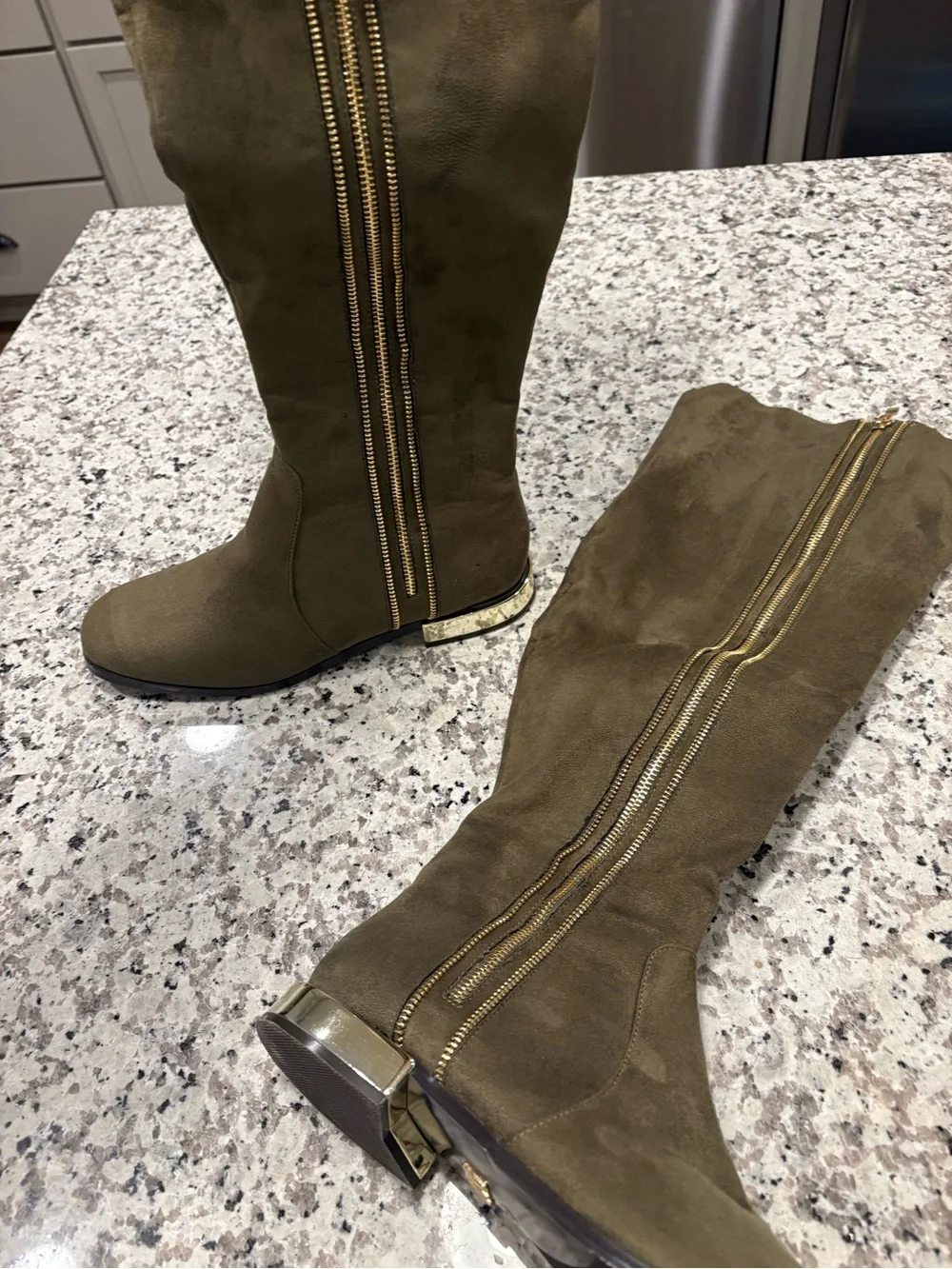 Ninety Union Majestic Over-The-Knee Boots Zipper Olive Green Women’s Size 8 Heel